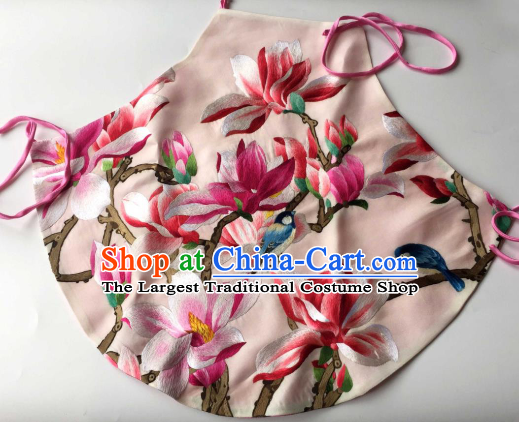 Chinese Traditional Light Pink Silk Stomachers Clothing National Woman Underwear Suzhou Embroidered Mangnolia Bellyband