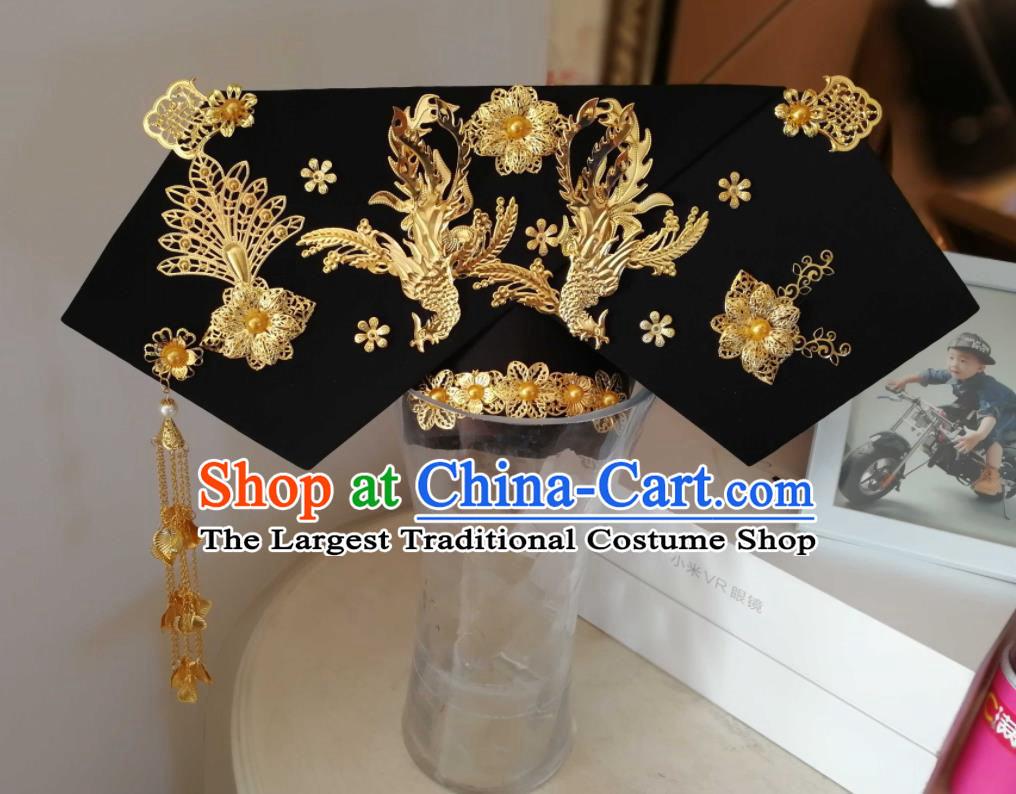 China Handmade Qing Dynasty Princess Hair Crown Traditional Empresses in the Palace Court Headwear Ancient Palace Lady Great Wing Hat