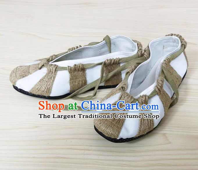 China Peking Opera Shoes Ancient Taoist Priest Shoes Beijing Opera Straw Shoes