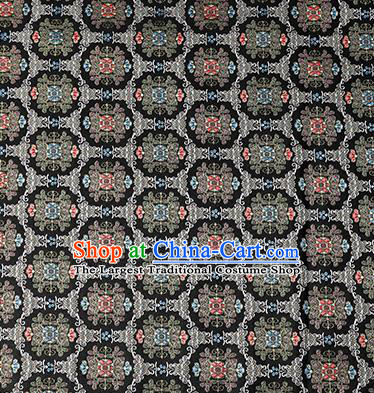 China Traditional Hanfu Satin Fabric Classical Pattern Black Brocade Material Tang Suit Silk Damask Jacquard Textile Tapestry