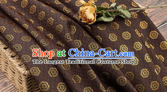 China Classical Plum Blossom Pattern Brown Brocade Tang Suit Silk Damask Jacquard Tapestry Traditional Cheongsam Fabric Material