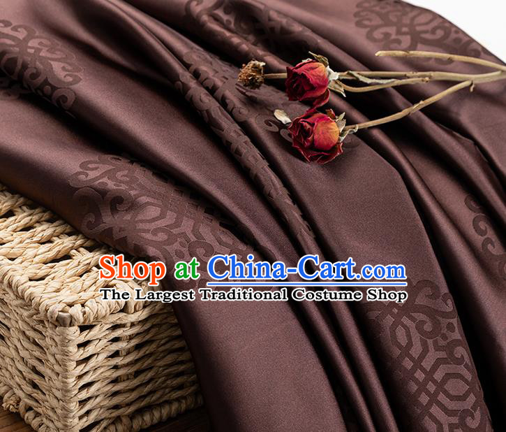 China Traditional Mongolian Robe Silk Fabric Classical Lucky Pattern Brown Brocade Tang Suit Damask Jacquard Tapestry