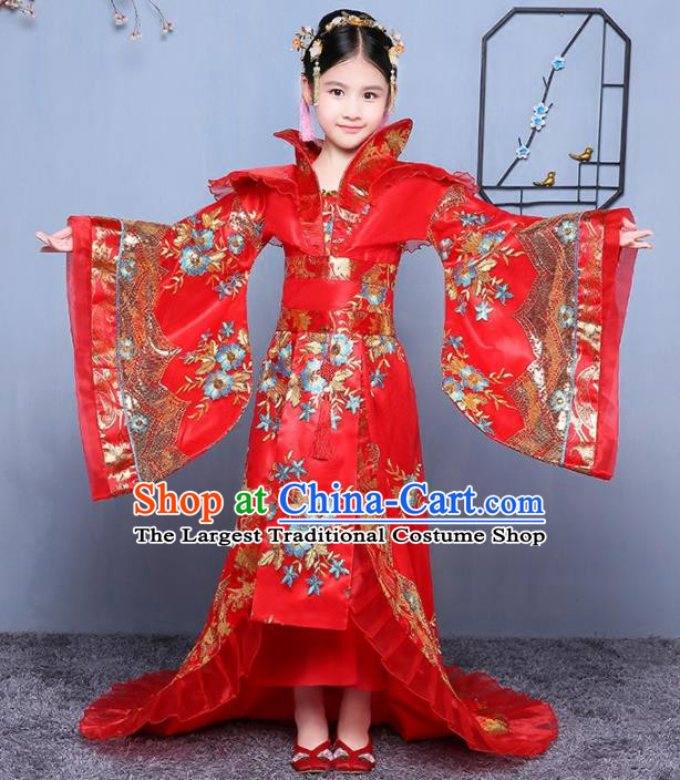 China Ancient Imperial Consort Garment Costume Traditional Girl Performance Red Hanfu Dress Tang Dynasty Princess Clothing