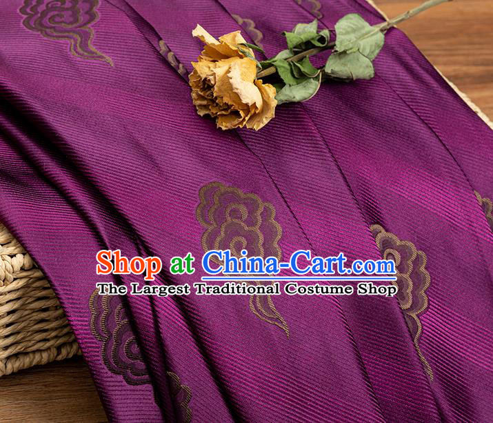 China Tang Suit Satin Damask Jacquard Cloud Pattern Tapestry Traditional Mongolian Robe Silk Fabric Purple Brocade