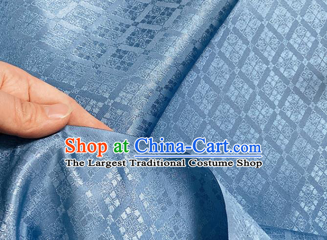 China Tang Suit Damask Classical Rhombus Pattern Satin Tapestry Traditional Hanfu Dress Silk Fabric Song Dynasty Blue Brocade