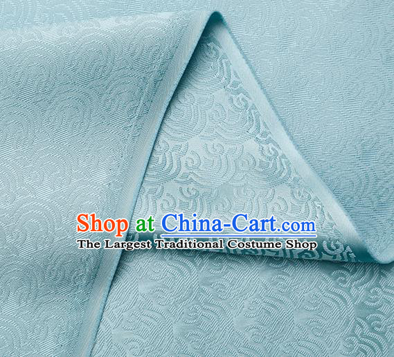 China Traditional Hanfu Dress Silk Fabric Light Blue Brocade Tang Suit Damask Classical Propitious Cloud Pattern Tapestry