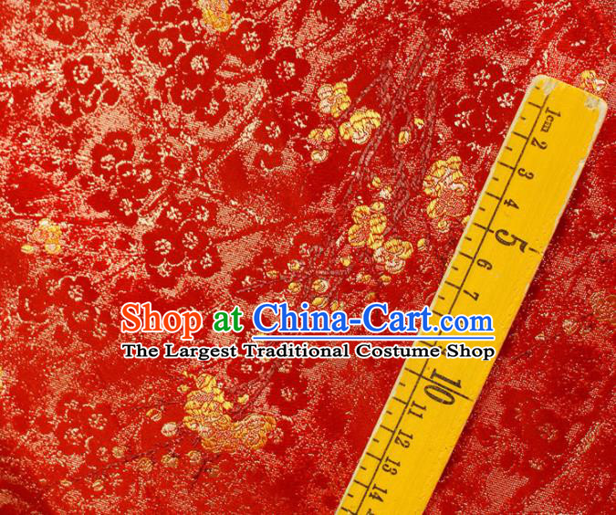 China Jacquard Red Brocade Tang Suit Damask Classical Plum Blossom Pattern Satin Tapestry Traditional Hanfu Silk Fabric