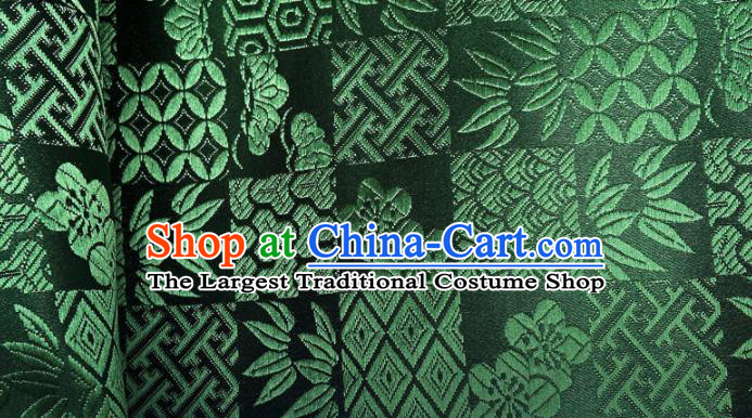 China Classical Plum Bamboo Pattern Tapestry Traditional Cheongsam Silk Fabric Jacquard Atrovirens Brocade Tang Suit Satin Damask