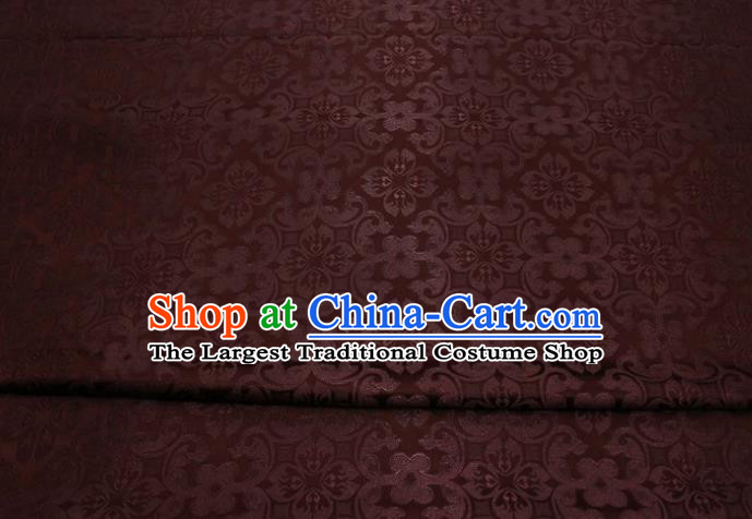 China Tang Suit Brownish Red Satin Damask Traditional Plum Pattern Silk Fabric Jacquard Brocade Material Classical Cheongsam Tapestry