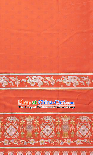 Asian Chinese Ming Dynasty Red Tapestry Fabric Hanfu Dress Jacquard Brocade Traditional Lantern Pattern Satin Drapery