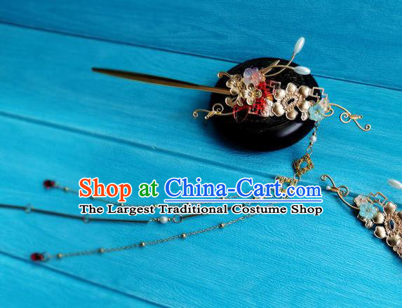 Chinese Ancient Empress Golden Hairpin Traditional Hanfu Hair Accessories Tang Dynasty Court Woman Tassel Hair Stick