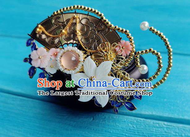 Chinese Traditional Hair Accessories Qing Dynasty Court Lady Hair Stick Ancient Princess Shell Flower Hairpin