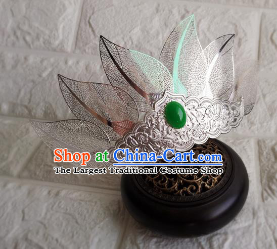 Chinese Traditional Ancient Swordsman Argent Lotus Hairdo Crown Tang Dynasty Prince Hair Accessories