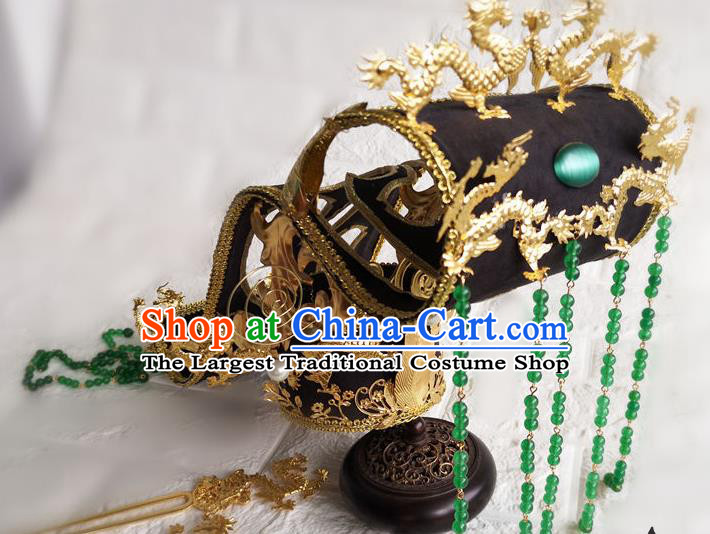 Chinese Qin Dynasty Queen Tassel Hair Crown Traditional Hanfu Hair Accessories Ancient Empress Phoenix Coronet