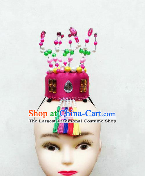 Chinese Stage Performance Hair Accessories Ethnic Folk Dance Rosy Hat Traditional Korean Nationality Dance Headwear