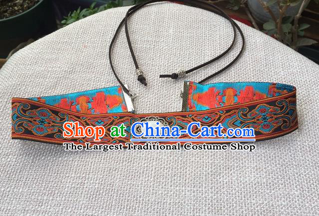 Chinese Ancient Scholar Embroidered Headband Traditional Hanfu Hair Accessories Ming Dynasty Childe Frontlet Accessories