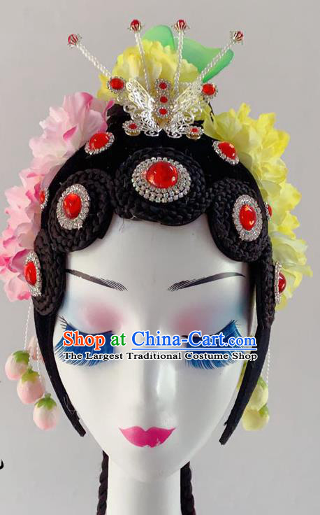 Chinese Classical Dance Hair Accessories Peking Opera Diva Wigs Headwear Woman Stage Performance Hairpieces