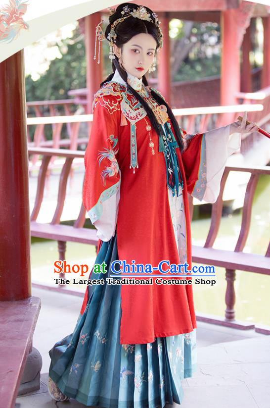 China Traditional Ming Dynasty Palace Princess Historical Clothing Ancient Nobility Woman Wedding Hanfu Dress Garments