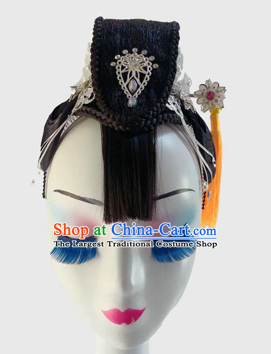 Chinese Classical Dance Wigs Stage Performance Hairpieces Traditional Hanfu Dance Headdress