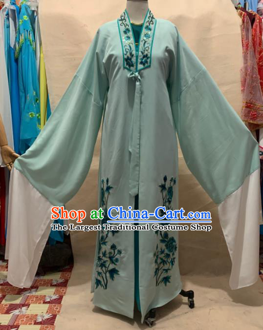 China Traditional Opera Scholar Clothing Henan Opera Young Male Garment Costumes Beijing Opera Xiaosheng Embroidered Light Green Robe