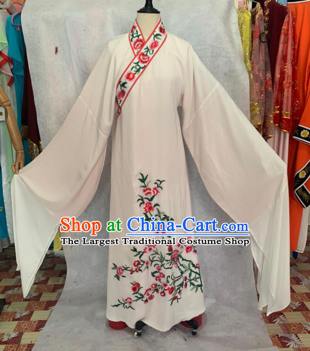 China Traditional Opera Young Male Clothing Shaoxing Opera Scholar Garment Costumes Beijing Opera Xiaosheng Embroidered White Robe