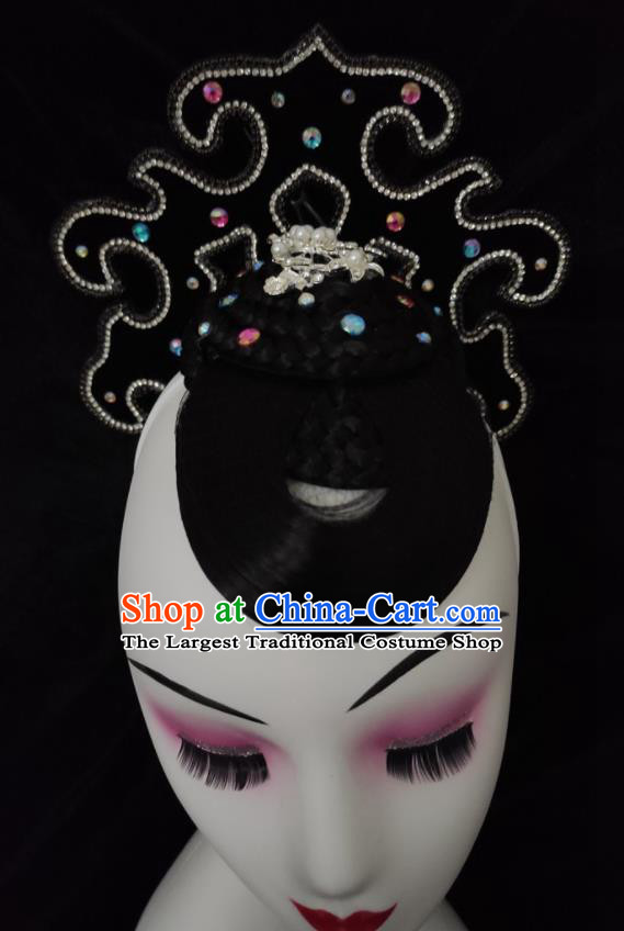 Chinese Woman Solo Dance Hair Accessories Stage Performance Hairpieces Classical Dance Headdress Folk Dance Wigs Chignon