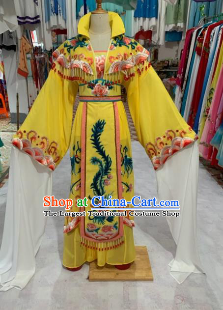 China Traditional Peking Opera Diva Clothing Ancient Empress Garment Costumes Huangmei Opera Queen Yellow Dress Outfits