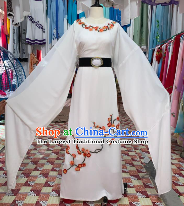 China Beijing Opera Niche Embroidered White Robe Traditional Opera Young Childe Clothing Shaoxing Opera Scholar Garment Costume