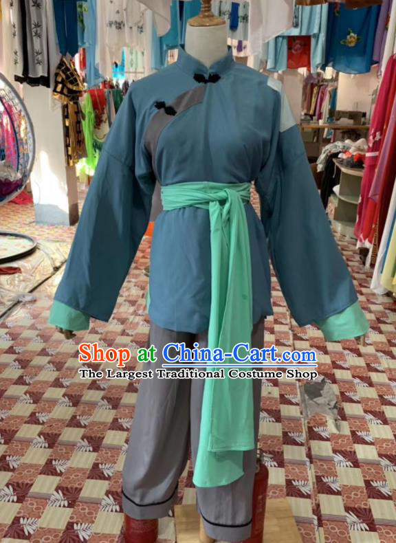 China Shaoxing Opera Pauper Navy Outfits Traditional Peking Opera Xiaodan Clothing Ancient Servant Girl Garment Costumes