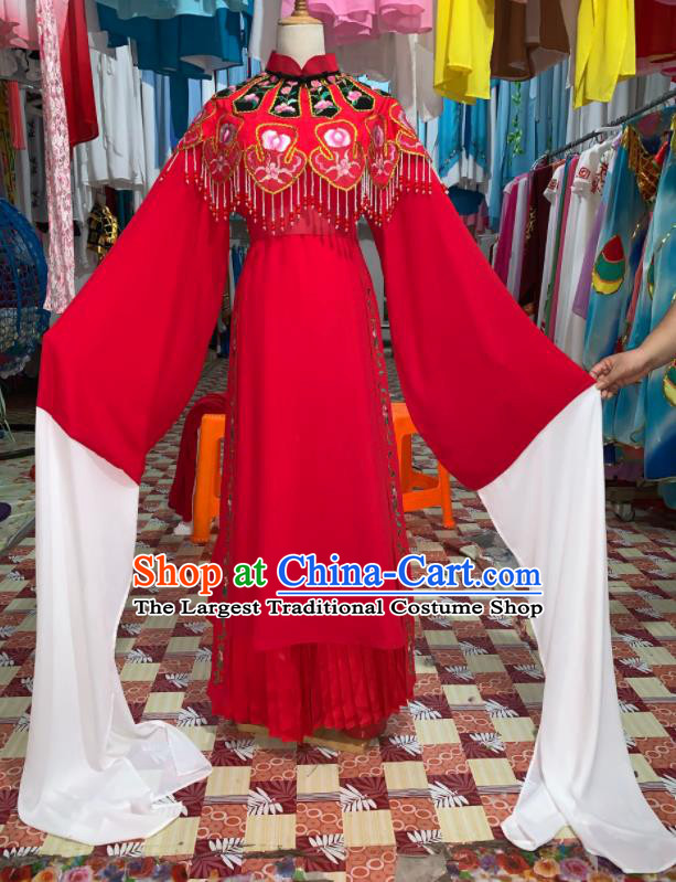 China Traditional Peking Opera Hua Tan Clothing Ancient Bride Garment Costume Shaoxing Opera Wedding Red Dress Outfits