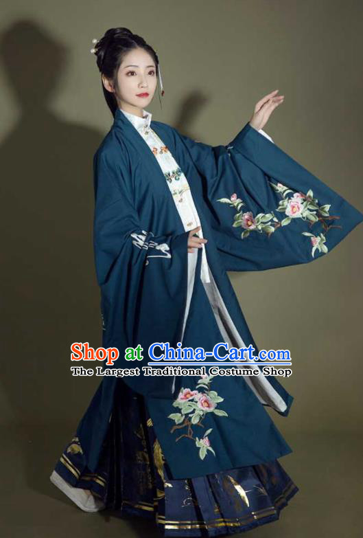 China Ming Dynasty Noble Mistress Garment Costumes Ancient Court Beauty Clothing Traditional Embroidered Hanfu Dresses