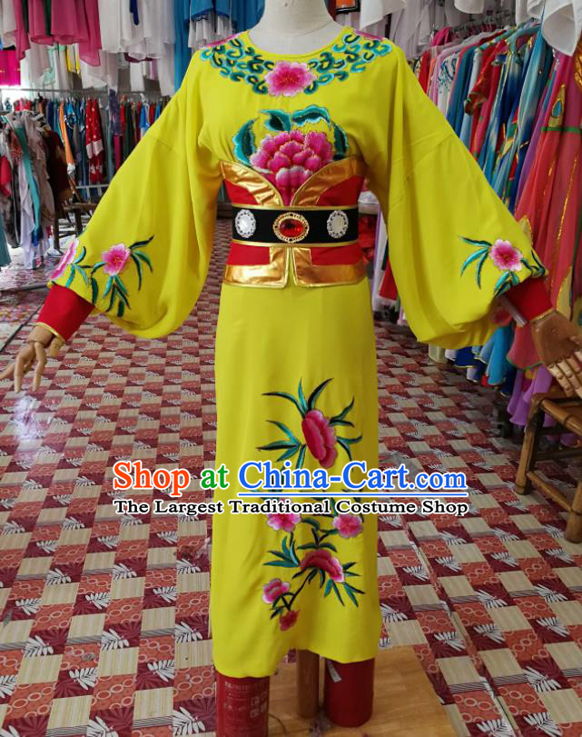 China Beijing Opera Wusheng Yellow Robe Uniforms Traditional Opera General Clothing Shaoxing Opera Soldier Garment Costumes