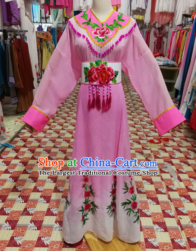 China Huangmei Opera Actress Pink Dress Outfits Traditional Peking Opera Xiaodan Clothing Ancient Palace Lady Garment Costumes