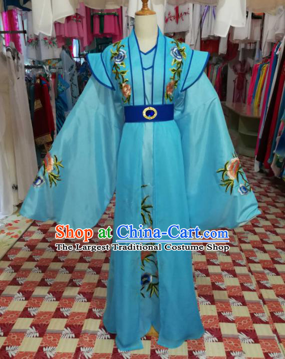 China Traditional Opera Young Childe Clothing Shaoxing Opera Prince Garments Beijing Opera Xiaosheng Blue Robe Uniforms