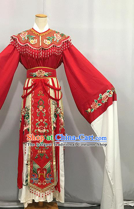 China Traditional Shaoxing Opera Court Woman Clothing Peking Opera Hua Tan Red Dress Outfits Ancient Imperial Consort Garment Costumes