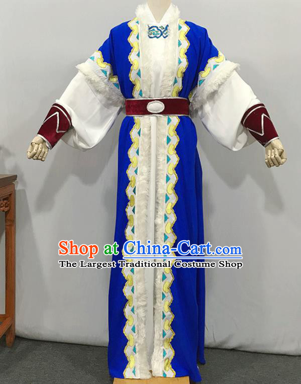 China Opera Prince Garment Costume Beijing Opera Niche Embroidered Blue Uniforms Traditional Shaoxing Opera Swordsman Clothing