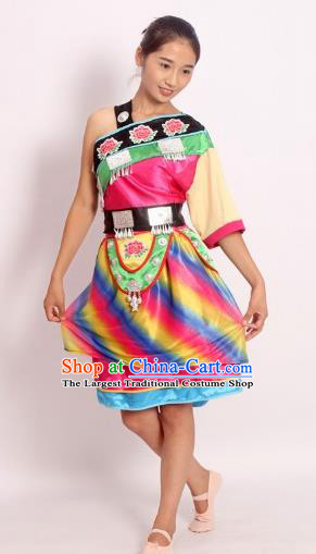 Chinese Yao Nationality Clothing Festival Dance Garments Dong Minority Folk Dance Rosy Dress Ethnic Woman Outfits