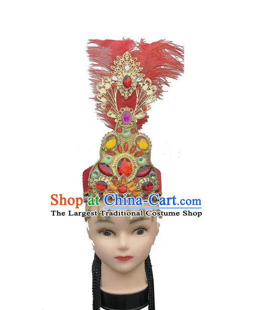 China Uyghur Nationality Folk Dance Headdress Xinjiang Minority Dance Headwear Uighur Ethnic Performance Red Hat