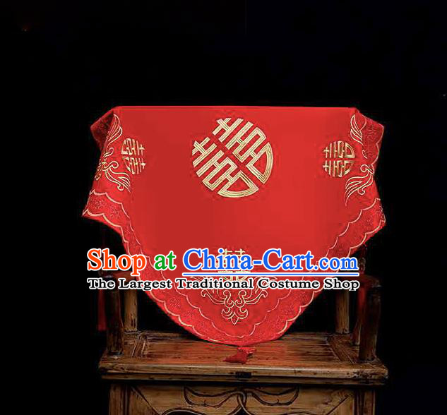 Chinese Traditional Wedding Headdress Bride Embroidered Red Kerchief Classical Marriage Headwear