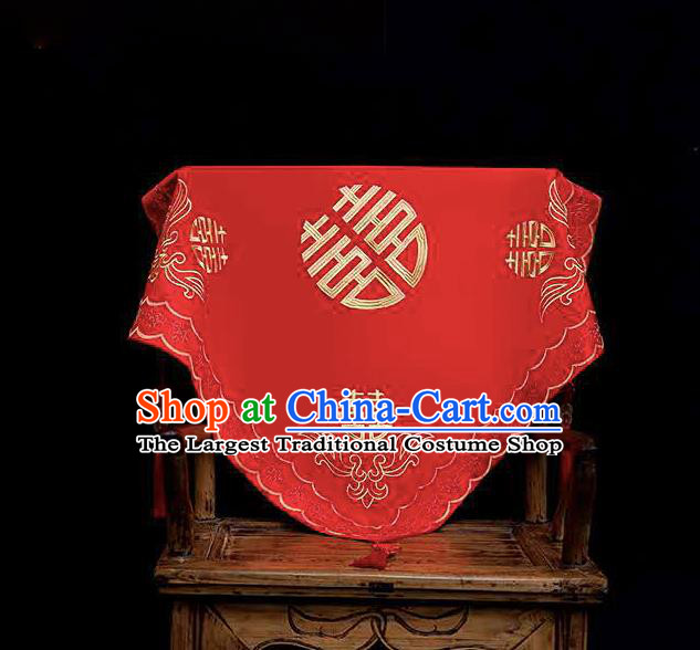 Chinese Traditional Wedding Headdress Bride Embroidered Red Kerchief Classical Marriage Headwear