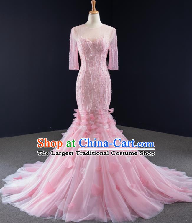 Custom Compere Formal Garment Court Vintage Full Dress European Princess Costume Bride Clothing Luxury Pink Trailing Wedding Dress