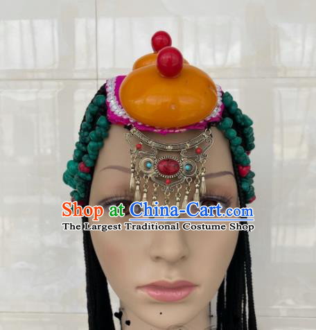 China Tibetan Minority Festival Performance Headpieces Xizang Ethnic Wedding Headdress Zang Nationality Folk Dance Hair Accessories