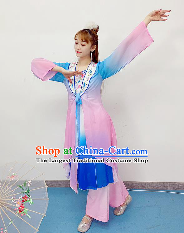 Chinese Female Stage Performance Garment Costumes Umbrella Dance Pink Dress Classical Dance Clothing Fairy Dance Outfits