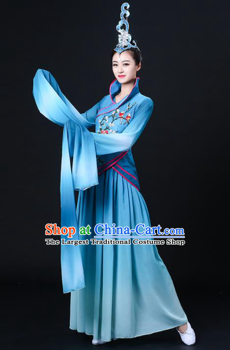 China Water Sleeve Dance Blue Dress Woman Dancewear Classical Dance Clothing Hanfu Dance Garment Costumes