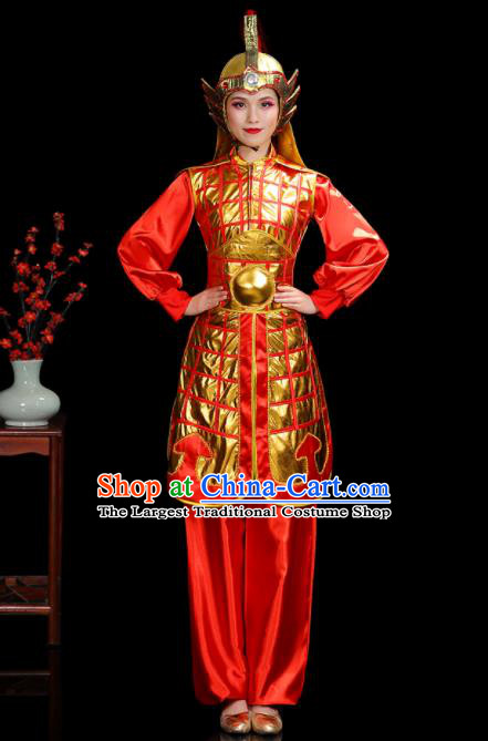 China Woman Performance Clothing Classical Dance Garment Costumes General Dance Dress Water Drum Dance Red Outfits