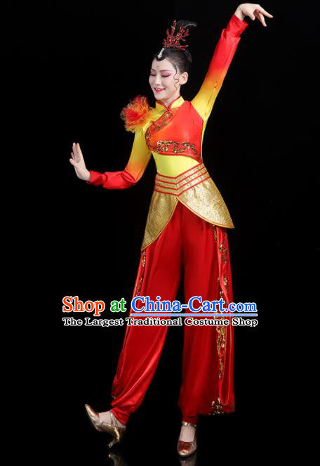 Chinese Yangko Performance Apparels Folk Dance Clothing Traditional Fan Dance Outfits Female Drum Dance Costumes