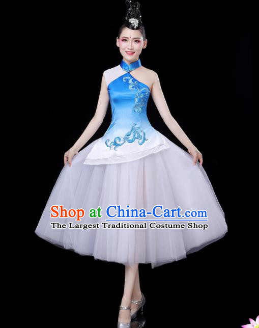 Professional China Women Group Dance Costume Chorus Performance Garments Modern Dance Clothing Opening Dance Veil Dress