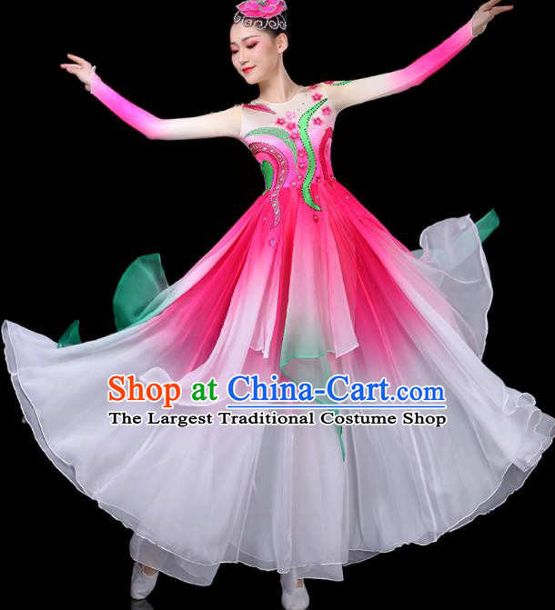 China Umbrella Dance Garment Costumes Stage Performance Pink Dress Lotus Dance Outfits Woman Dancewear Classical Dance Clothing