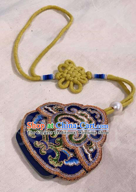 China Ancient Emperor Royalblue Silk Sachet Pendant Traditional Court Belt Perfume Satchel Qing Dynasty Waist Accessories