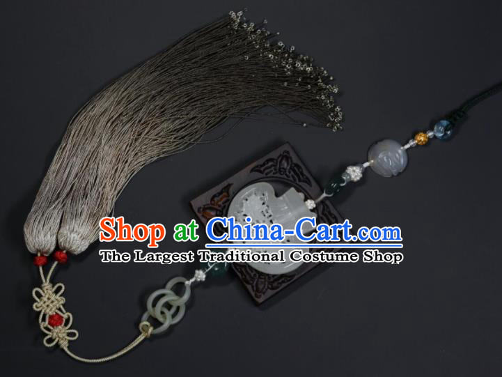 China Ancient Swordsman Tassel Jade Pendant Traditional Hanfu Waist Accessories Handmade Belt Sachet